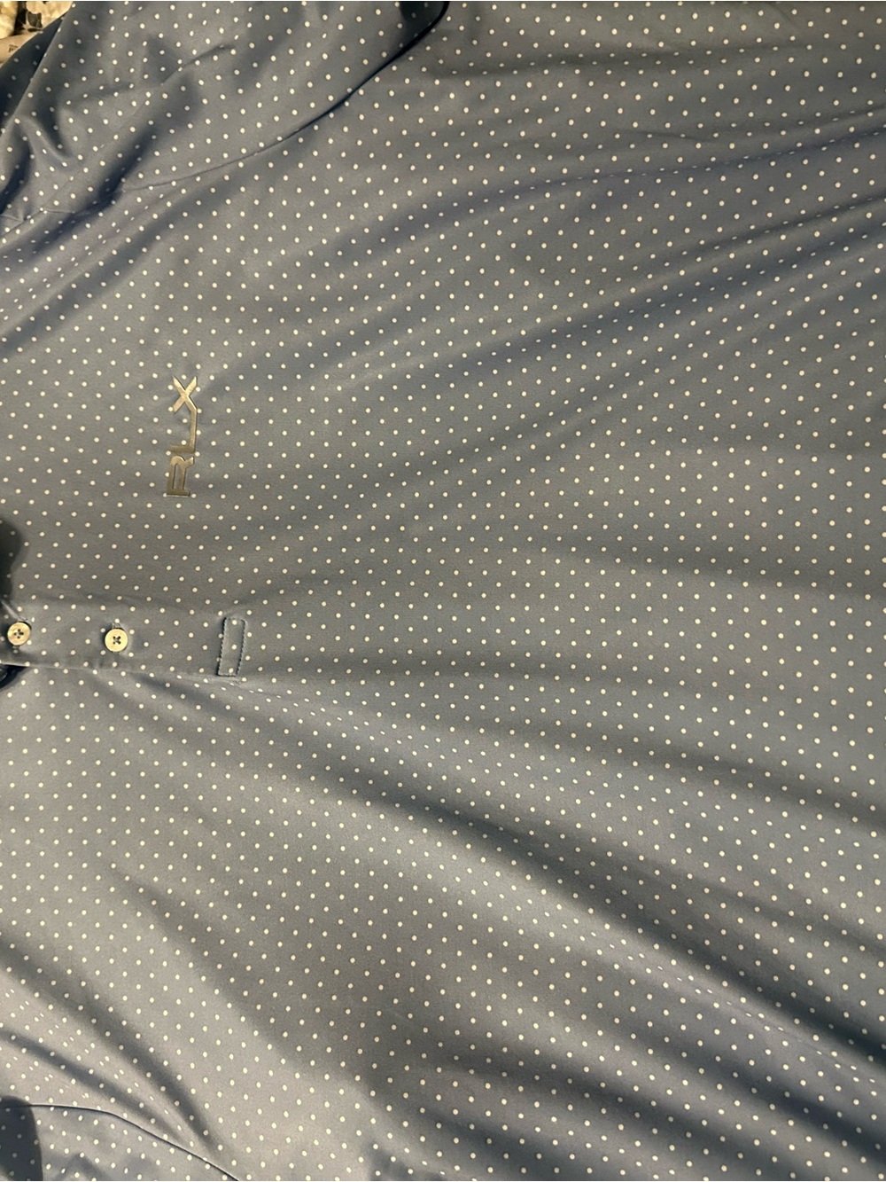 RLX Ralph Lauren Blue Polo with White Microdot Print